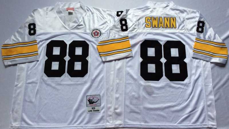 Steelers 88 Lynn Swann White M&N Throwback Jersey->nfl m&n throwback->NFL Jersey